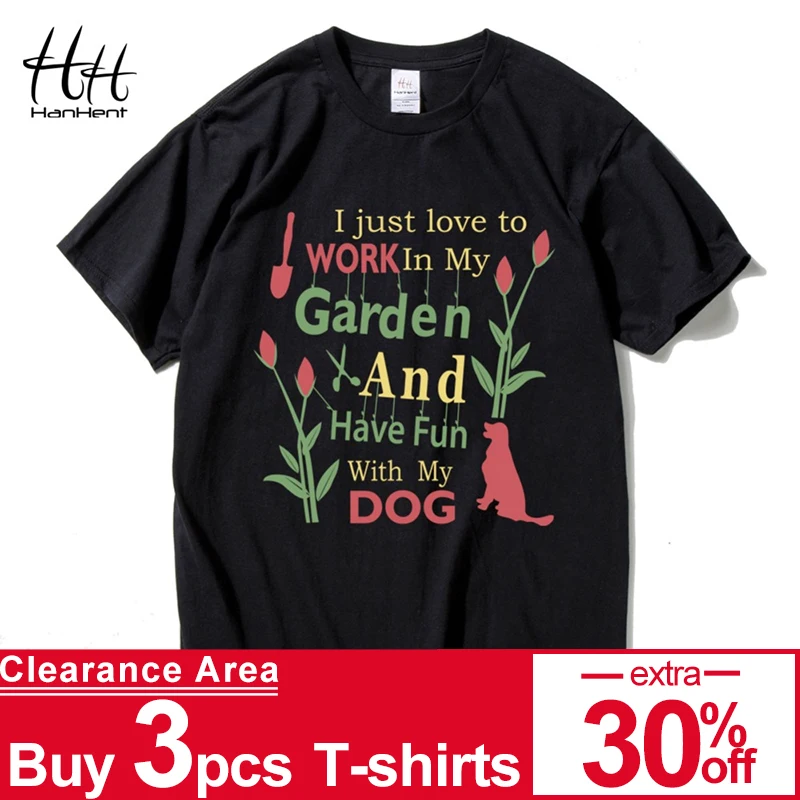 

HanHent I Love Garden Series T-shirts Men Creative Cotton Summer Gardener Tee shirts Home T shirt Letter Casual Farmer Tshirts