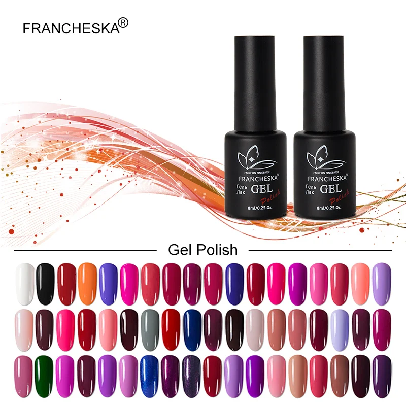 

Francheska Gel Nail Polish Soak Off UV 8ml Gel Polish Lacquer Manicure Nails Art Vernis Semi Permanent Base Top Coat Nail Tips