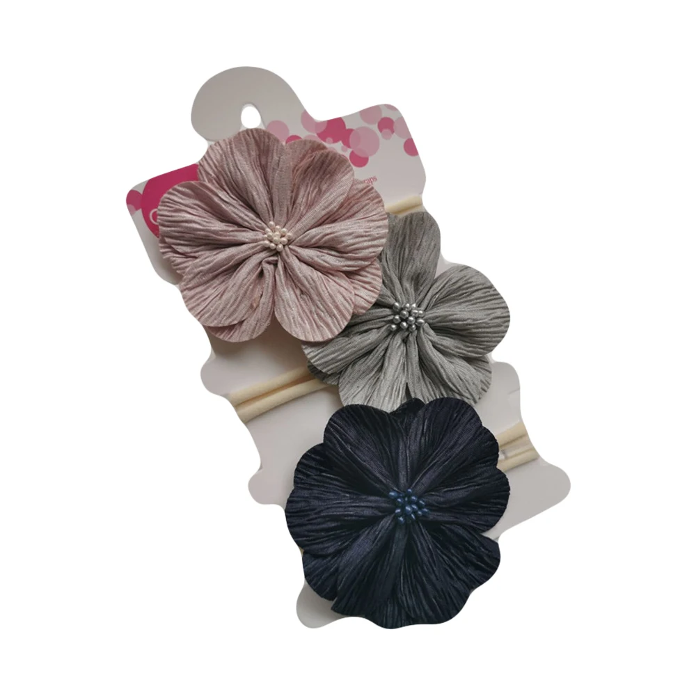 Nishine 3pcs/lot Florals Headband Newborn Baby Elastic Princess Hairbands Children Kids Cute Headwear Gifts Sets