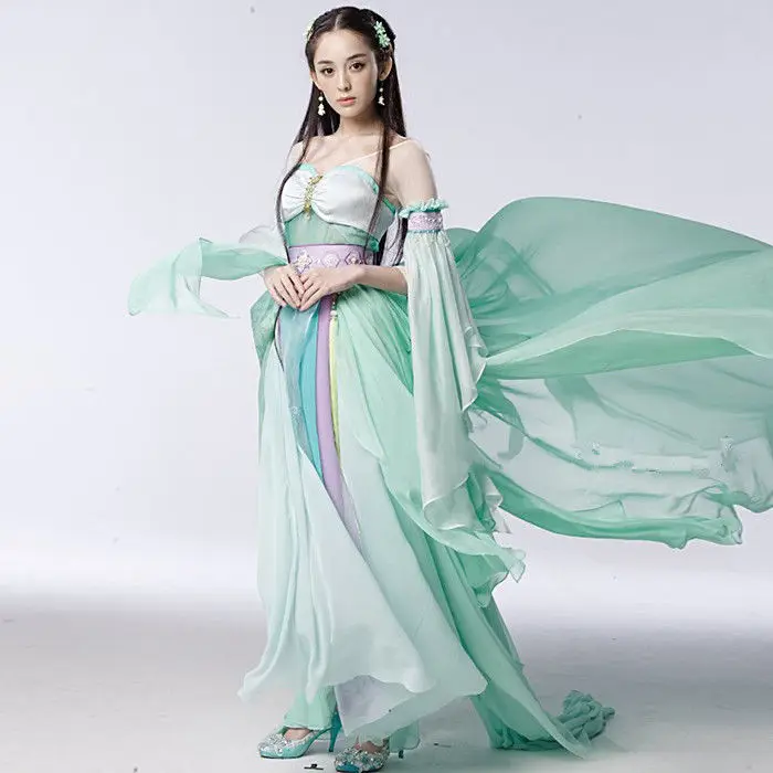 Элегантный сексуальный праздничный костюм Hanfu на тонких лямках в стиле древнего