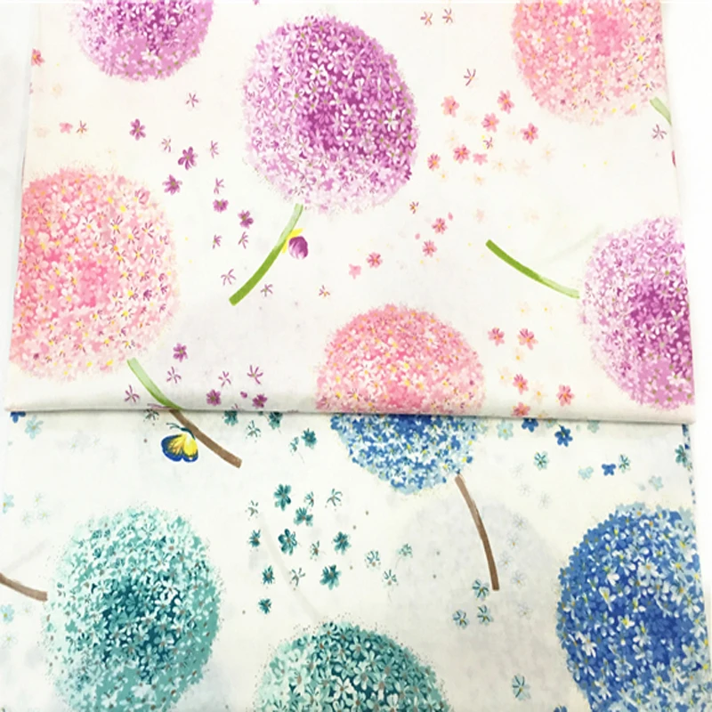 

Romantic 50x40cm Purple & Blue Flying Dandelion Floral Fabric cotton Fabric Bundle For DIY sewing Doll Cloth