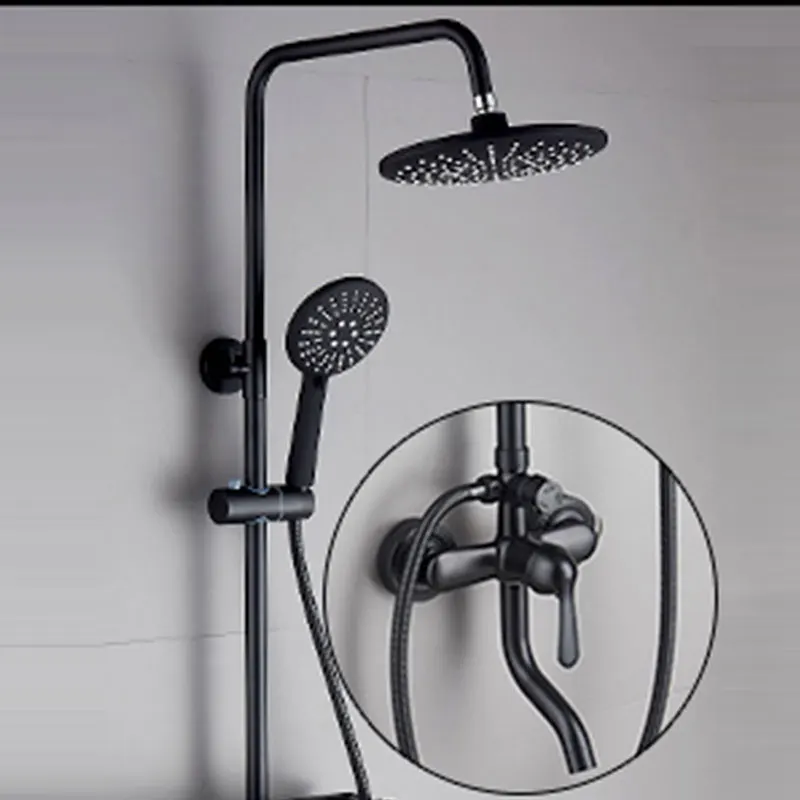 European style black round shower system bathroom faucet Wall Mounted