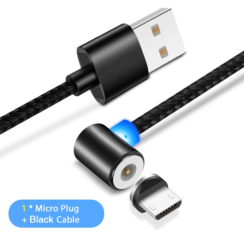 KISSCASE магнитные кабели для мобильных телефонов для iPhone Micro usb type C USB C зарядный кабель для samsung S10 HUAWEI P30 адаптер зарядки - Цвет: Black Micro