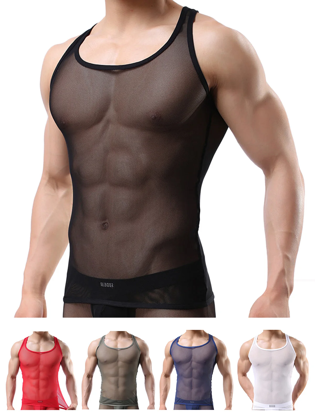 2015 New Arrival Men Mesh Tank Top Undershirt Sexy Net Vest free