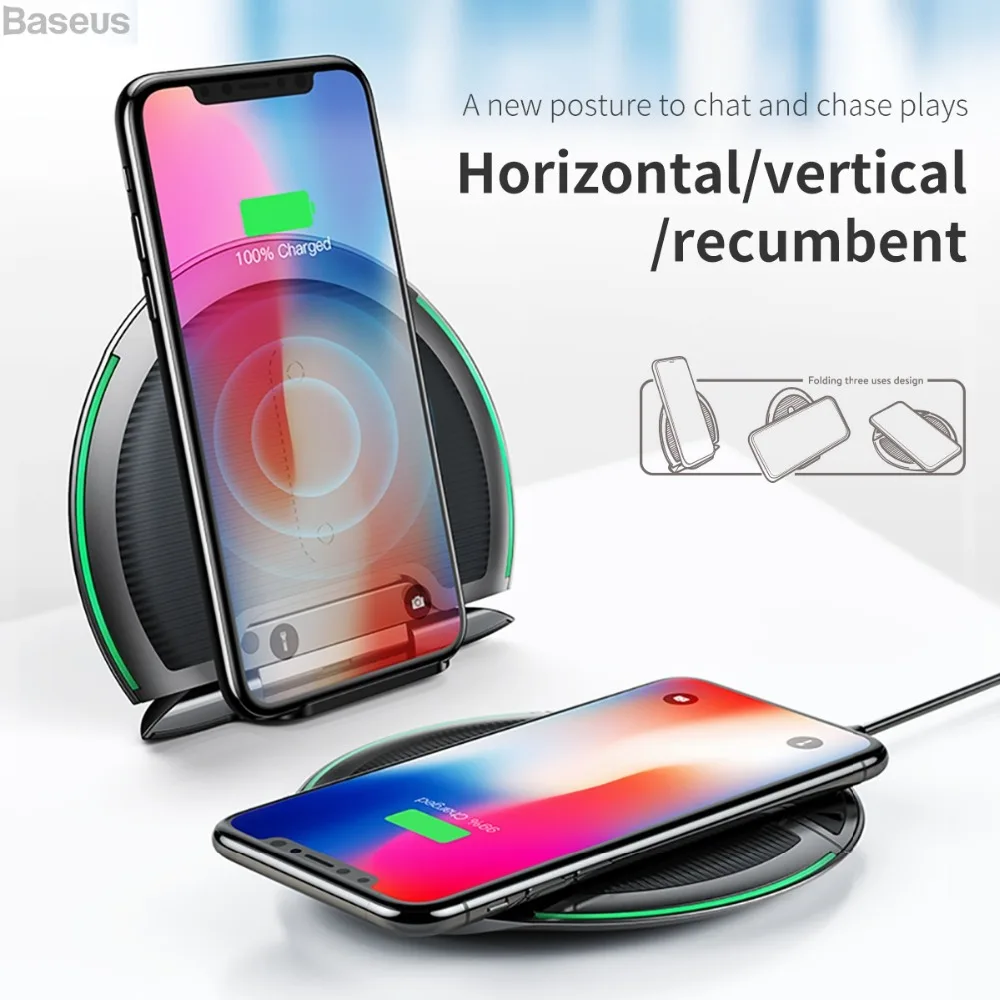 

BASEUS Foldable Multifunction Qi Wireless Charger Pad 10W Quick Charging For iPhone X 8 /Galaxy S9 Plus Universal Qi Devices