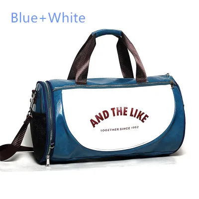 Новая сумка для фитнеса большой вместимости из искусственной кожи спортивная сумка мужская и женская спортивная Сумка Многофункциональная дорожная сумка - Цвет: blue white