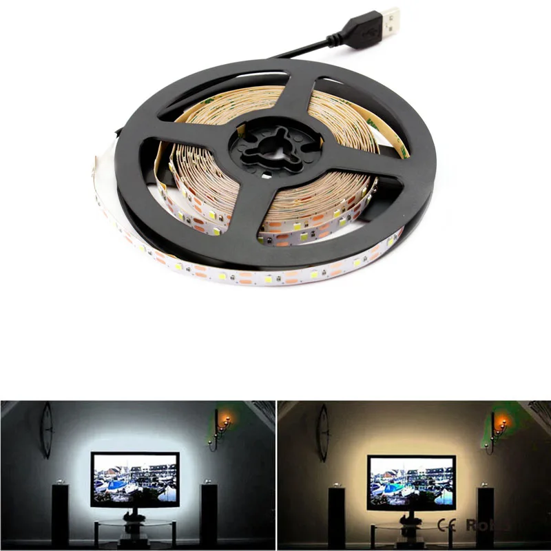 #cheap DC 5V RGB LED Strip light Not Waterproof smd 2835 1 5m 5V Led Tape Lamp Diode Ribbon Flexible lcd TV Backlight Living room