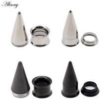 Alisouy 2 pçs de aço inoxidável orelha plug taper tunnel calibres conjunto, 2 em 1 orelha expansor alongamento parafuso kit piercing corpo jóias