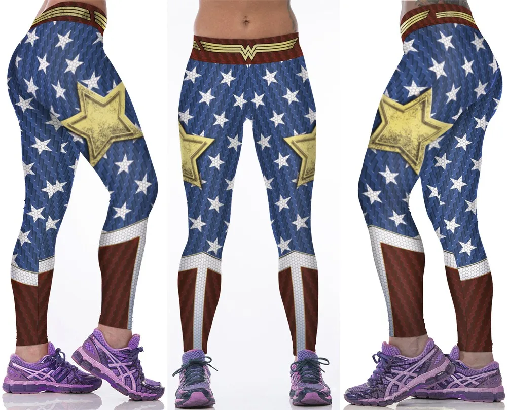 3D принт Супермен женские спортивные Леггинсы Панк-рок готическая одежда для фитнеса США леггинсы для футбола капри узкие штаны для бега