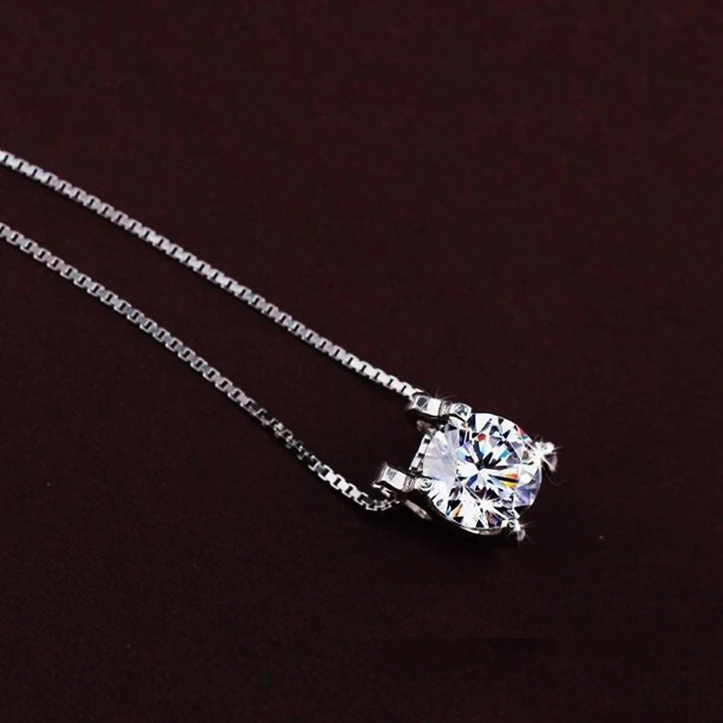 

Charm Silver Color Big Cubic Zirconia Pendant Necklace for Women Maxi Jewelry Trendy Bijoux Collares