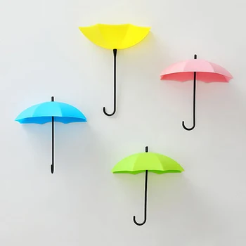 

3Pcs Colorful Umbrella Wall Hook Key Hair Pin Holder Organizer Decorative Organizer Bathroom Umbrella Shaped Holder Organizer