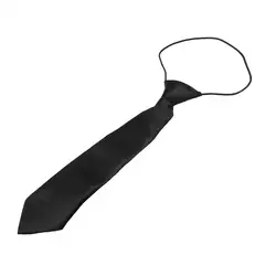 Сделать Горячая сплошной черный полиэстер эластичный тонкий галстук шеи галстук для ребенка