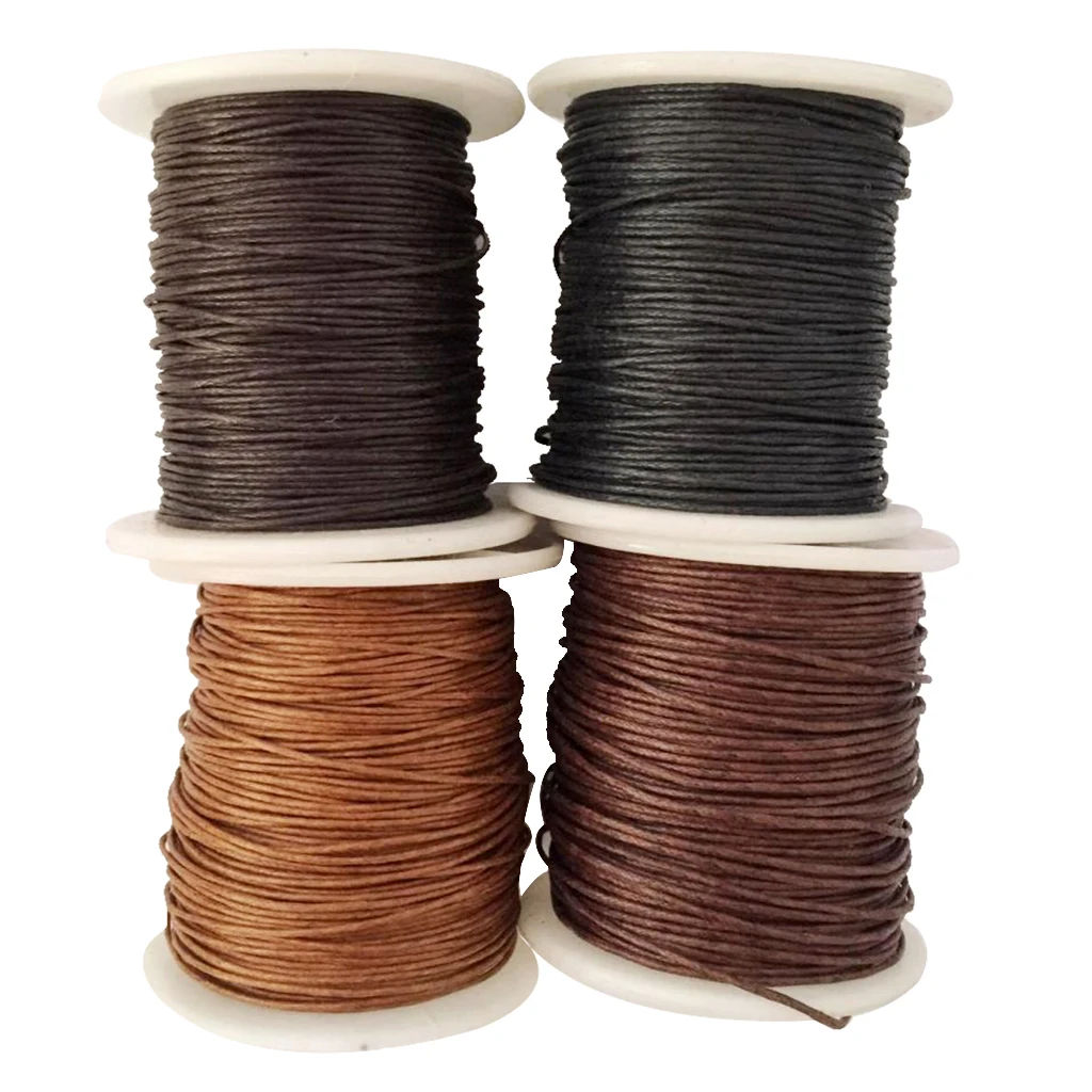 4 Rolls 1mm Waxed Cotton Cord Thread DIY Jewelry Making Beads Supplies 1# Knitting Cord String Beading Thread