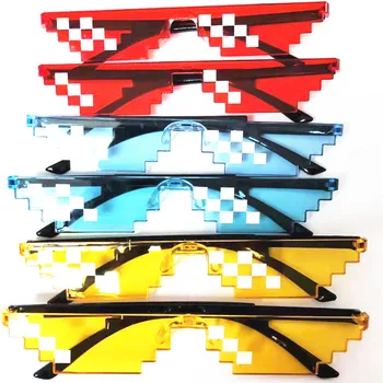 

new Mosaic Sunglasses Trick Toy Thug Life Glasses Deal With It Glasses Pixel Women Men Black Mosaic Sunglasses Funny toy
