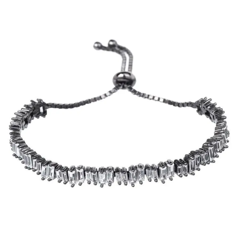 Модные ювелирные изделия AAA кубический цирконий для мужчин и женщин багет теннис регулируемый браслет медная основа с золотыми аксессуарами