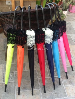 

50pcs Sunny and Rainy Umbrellas Pagoda Umbrellas Long-handle Lace Golf Fancy Umbrella Lady Parasols Free Shipping