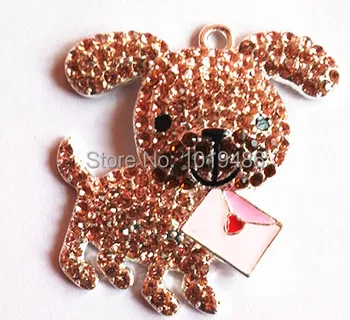 

Hot sell !!! 43x40mm10pcs/lot silver Zinc alloy rhinestone Lovely dogs Pendant for Valentine's day Jewelry Necklace making