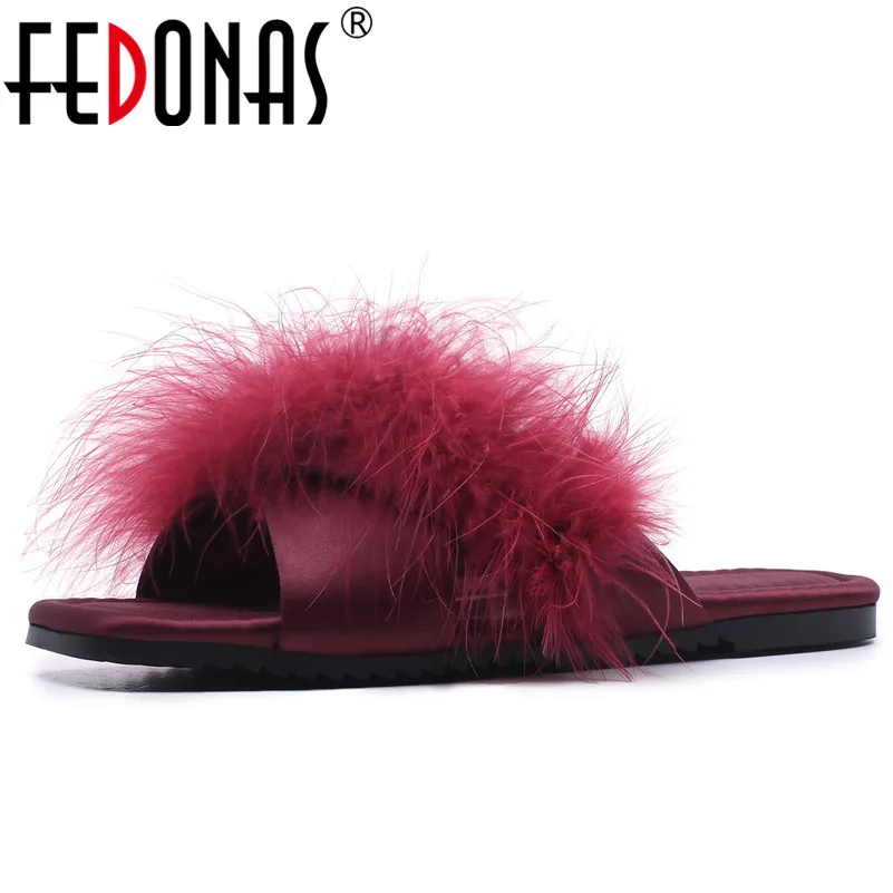 

FEDONAS Fashion Elegant Summer Women Sandals Flip Flops Women's Flat Sandals Fur Prom Club Women Shoes Woman Gladiator Sandals