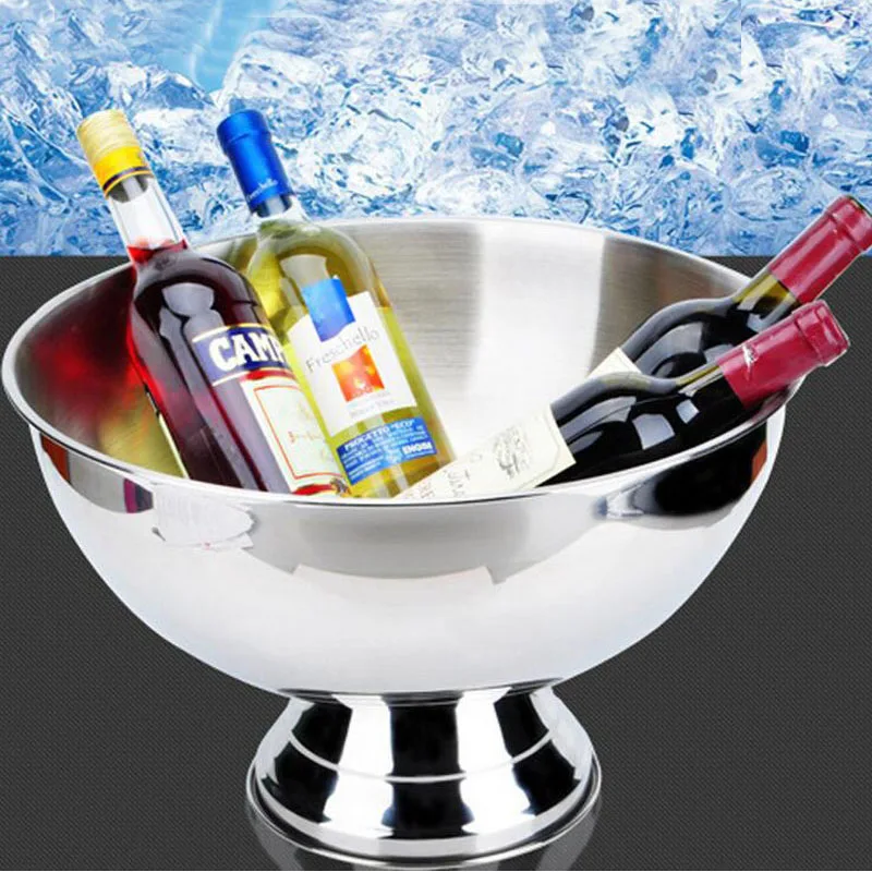 

Thickening Stainless Steel Big Size Basin Champagne Ice Bucket Wine Cooler Drink Chiller Party Food Salad Bowl