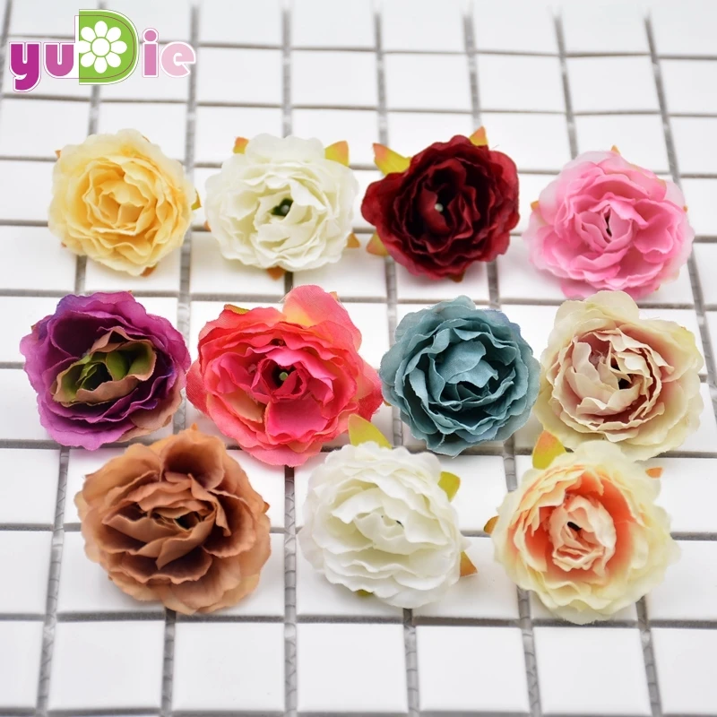 

DIY artificial peony flower heads silk decorative flower DIY Road led wedding flower Bouquet hotel background wall decor 100pcs