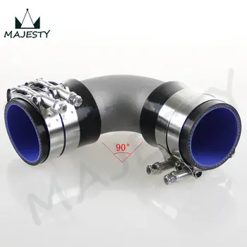 

50mm 2" Cast Aluminum 90 Degree Elbow Pipe Turbo Intercooler+ silicone hose kit BLACK