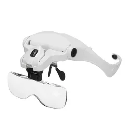 1 Set 5 Lens Adjustable Headband Magnifier LED Light Lamp Magnifying Glasses For Permanent Makeup Tattoo Supplies
