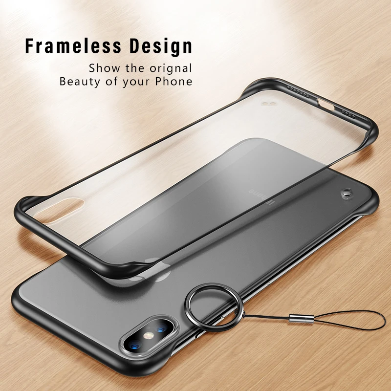 

SUYACS Phone Case For iPhone 6 6s 7 8 Plus X XR XS Max Luxury Frameless Ring Design Scrub Hard PC For iPhone XR Phone Case Cover