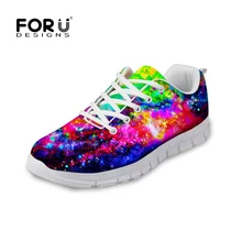 FORUDESIGNS/Женская дышащая повседневная обувь с узором «Галактика»; модная дышащая обувь на плоской подошве; женская обувь из сетчатого материала для отдыха