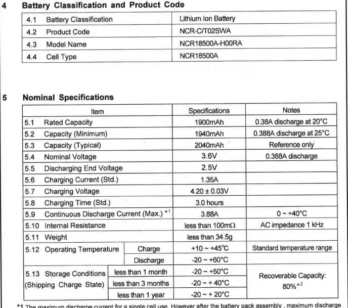 2018 оригинальные аутентичные для 18500A литиевая батарея 2040 мАч NCR18500A новый специализированный электронная сигарета литиевых rech