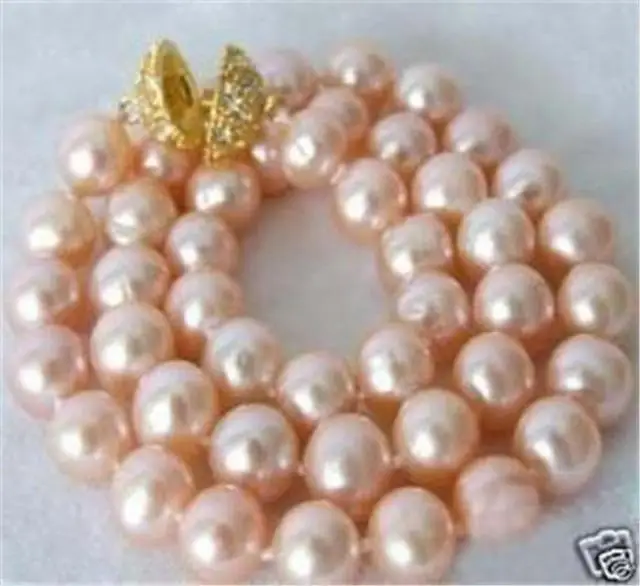 

fashion natural 11-12mm south sea gold pink pearl necklace 18inch