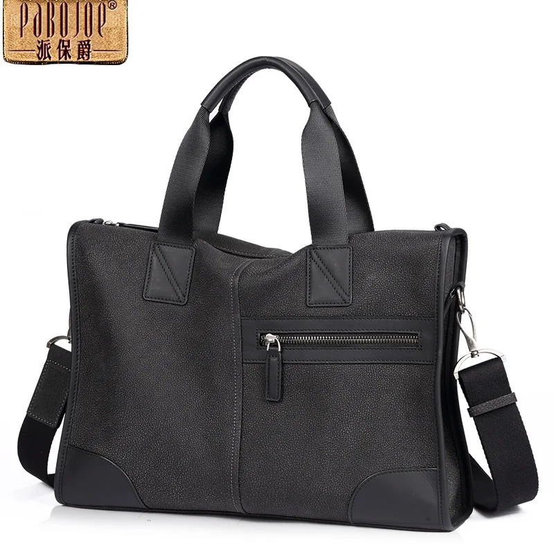

Pabojoe brand new 2018 Genuine Leather handbag Men Messenger Leisure business Shoulder Bag cow leather bolsa feminina