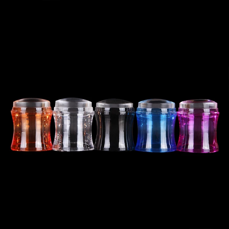 

Rose Gold Metal Handle Clear Nail Stamper Nail Scraper Set Silicone Jelly Head With Cap DIY Nail Art Kits