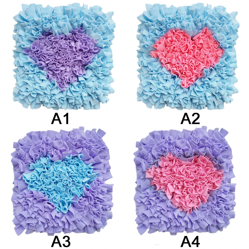Soft Heart Pet Dog Snuffle Mat Washable Dog Training Blanket Dogs Smelling Mat IQ Training Pressure Releasing Nose Work Toy