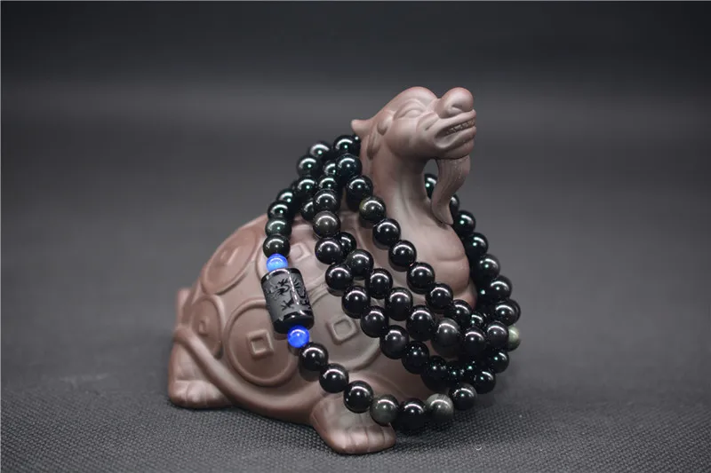 

Dragon Phoenix Bracelet Black Obsidian Stone Bead Bracelet For Women Men Transport Lucky yu Jewelry/