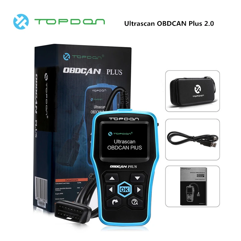 TOPDON OBDCAN PLUS 2,0 OBD2 сканер автомобильный диагностический инструмент автоматический считыватель кодов графический дисплей DTC поиск отключение MIL печать данных