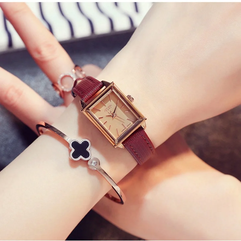 Женские наручные часы из натуральной кожи, женские модные повседневные кварцевые часы для девочек, антикварные простые часы, роскошные часы от топ бренда Julius