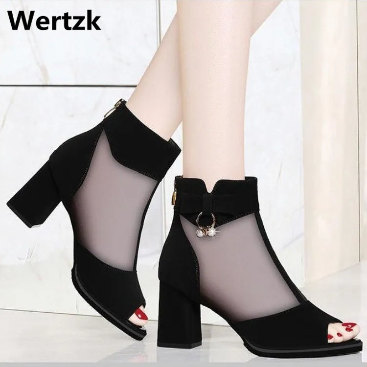 

Fish-snout sandals spring 2019 new single shoes sexy mesh chunky heels waterproof platform comfort shoes women sandals E263