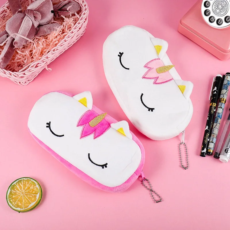 

Unicorn Plush Pencil Case For Boys Girls School Cute Big Capacity Zipper Pencil Bag Pen Box School Supplies Stationery Gift