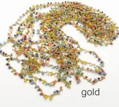 WT-RBC059, разноцветные, случайные бусины из золота или серебра, гальванизированная проволока, обернутая крошечными бусинами, четки, цепочка для женщин, стильные ювелирные изделия - Цвет: gold