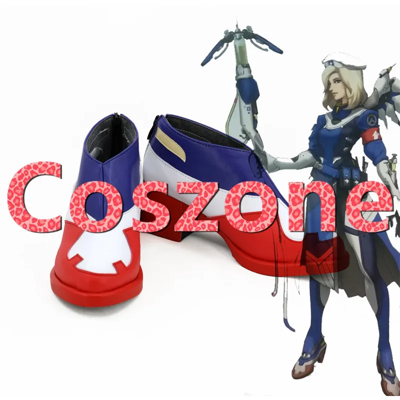 OW Combat Medic Mercy ангела Циглер; обувь для косплея; ботинки на Хэллоуин; карнавальные вечерние аксессуары к костюму для Косплей