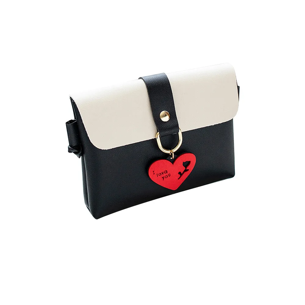 Кошелек для монет новые модные женские сумки-мессенджеры тонкие сумки через плечо с сердцем сумочка маленькая сумка для телефона 6,10 - Цвет: black