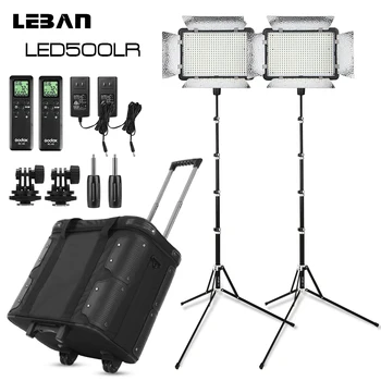 

Godox 2X LED500LRC 300-5600K LED Video Light Continuous Lighting with 2X Light Stand + Roller Carry Bag Video Studio Lights Kit