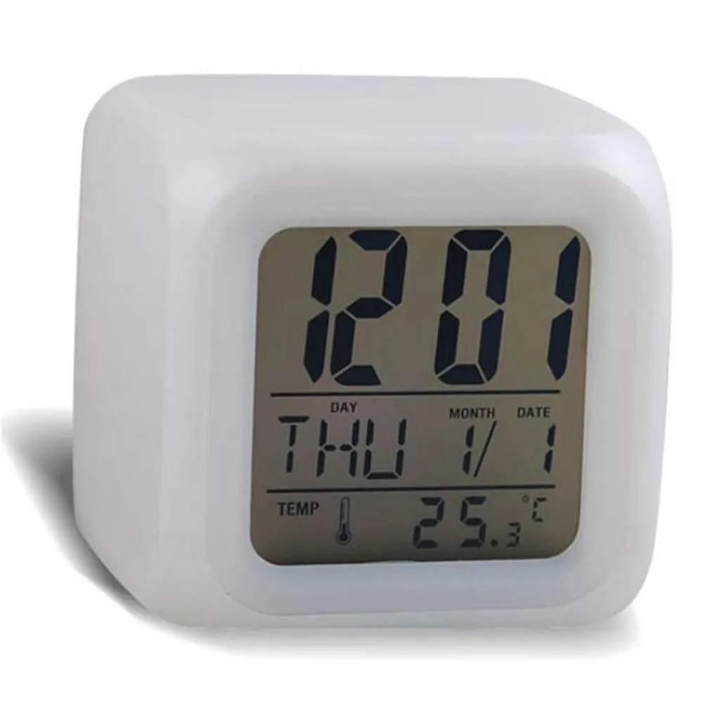 

New Color Change Multi-function LED Clowing Change Alarm Clock Digital LED Clock Bright Thermometer Clock Cube Led Alarm Cock