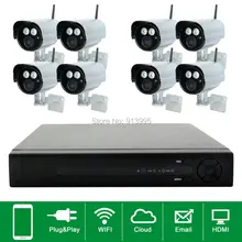 8CH Plug And Play беспроводная система видеонаблюдения NVR 720 P ip-камера wifi Водонепроницаемая ИК-камера ночного видения домашняя Камера видеонаблюдения комплект