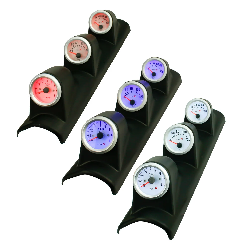 

high quality and accurating 52MM Triple gauge auto Tachometer RPM+water temp Temperature gauge+Oil press Pressure gauge YC101001