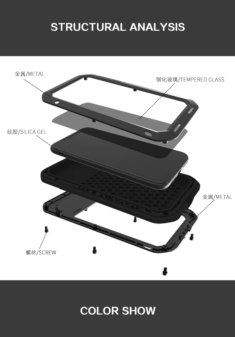 

LOVE MEI Case For iPhone 8 Plus 8 Metal Aluminum Cover For iPhone8 8Plus Water/Shock/Rain Proof
