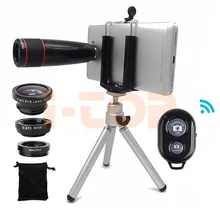12X HD телефотографические объективы с зумом телескоп линзы Макросъемка эффект «рыбий глаз» широкоугольный объектив для iphone 8 Plus X huawei с зажимами штатив