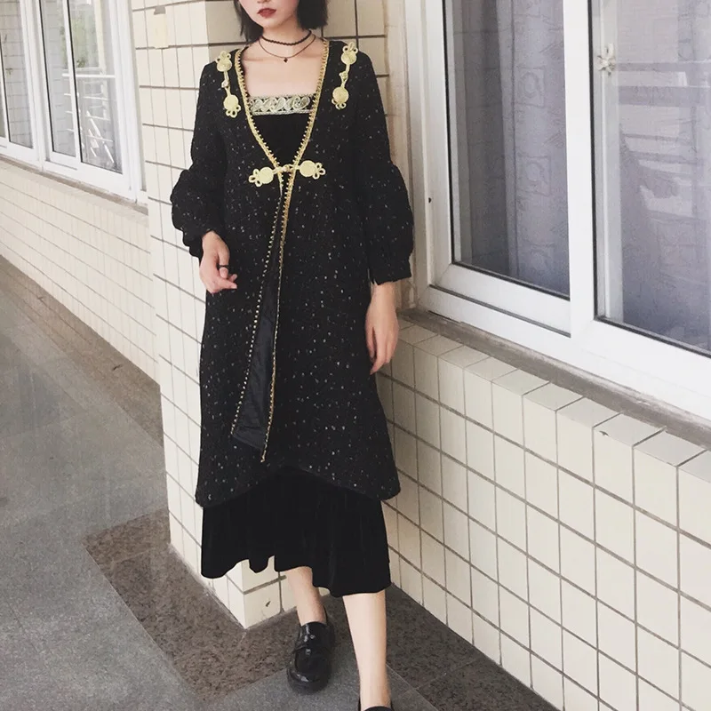 C336 Black Gothic Victorian Carlos England British Punk Rave Poncho Trench Coat queen Robe gown for women 