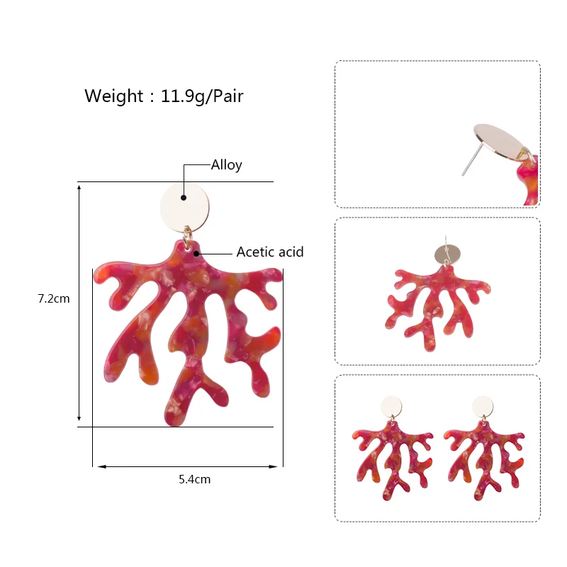Guanlong Vintage Acetic Acid Acrylic Long Earrings for Women Acetate Resin Metal Dangle Christmas Red Earings Fashion Jewelry (5)