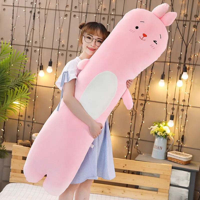 Washable Cartoon Plush Animals Long Stuffed Sleeping Leg Pillows Bunny Mouse Bear Dog Pig Kids Adults Overnight Toy 70/100cm